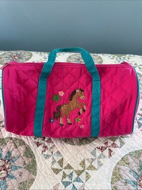 Stephen Joseph Pink Quilted Horse duffle bag